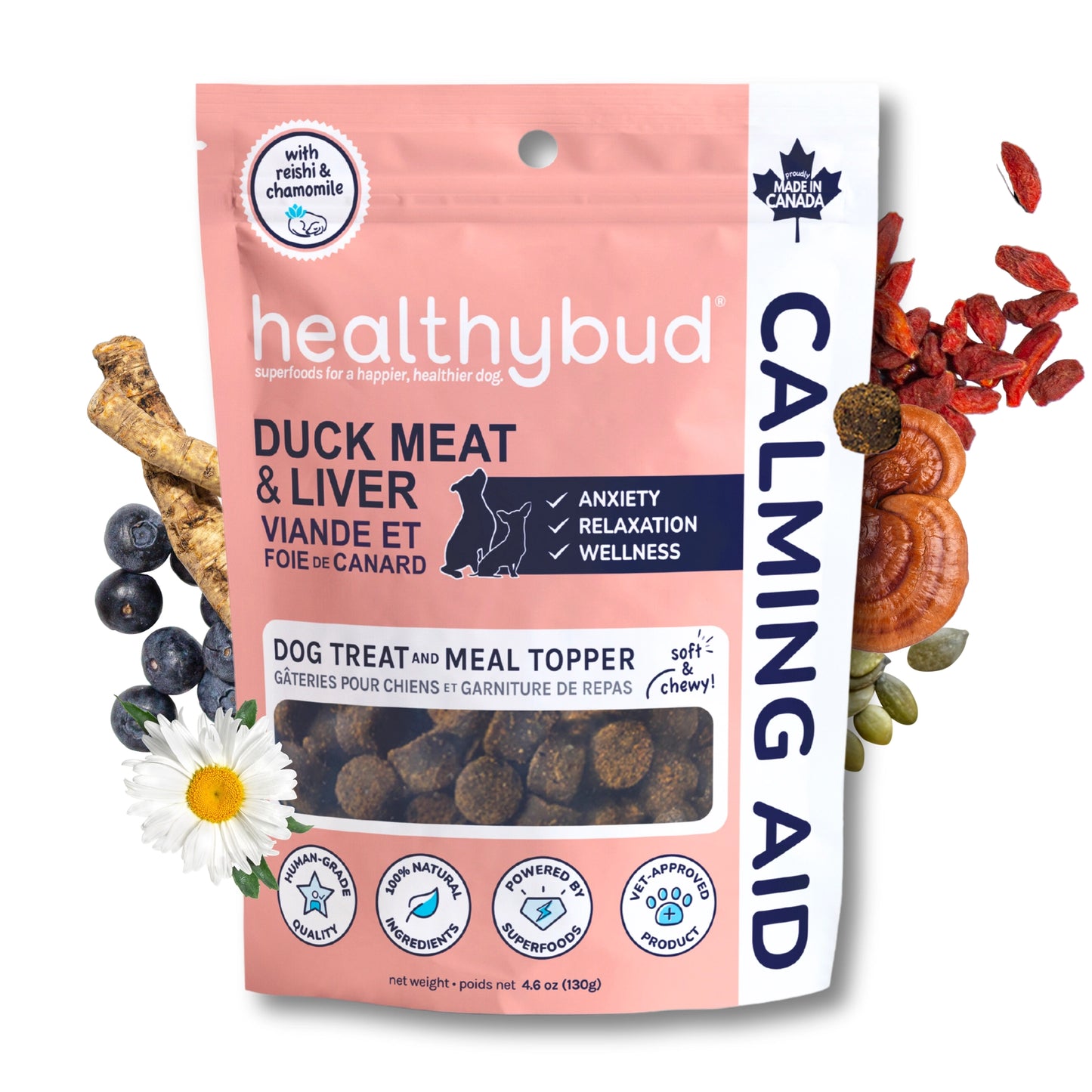 Healthybud Duck Liver Dog Treat, Calming and Anxiety Support 4.6oz