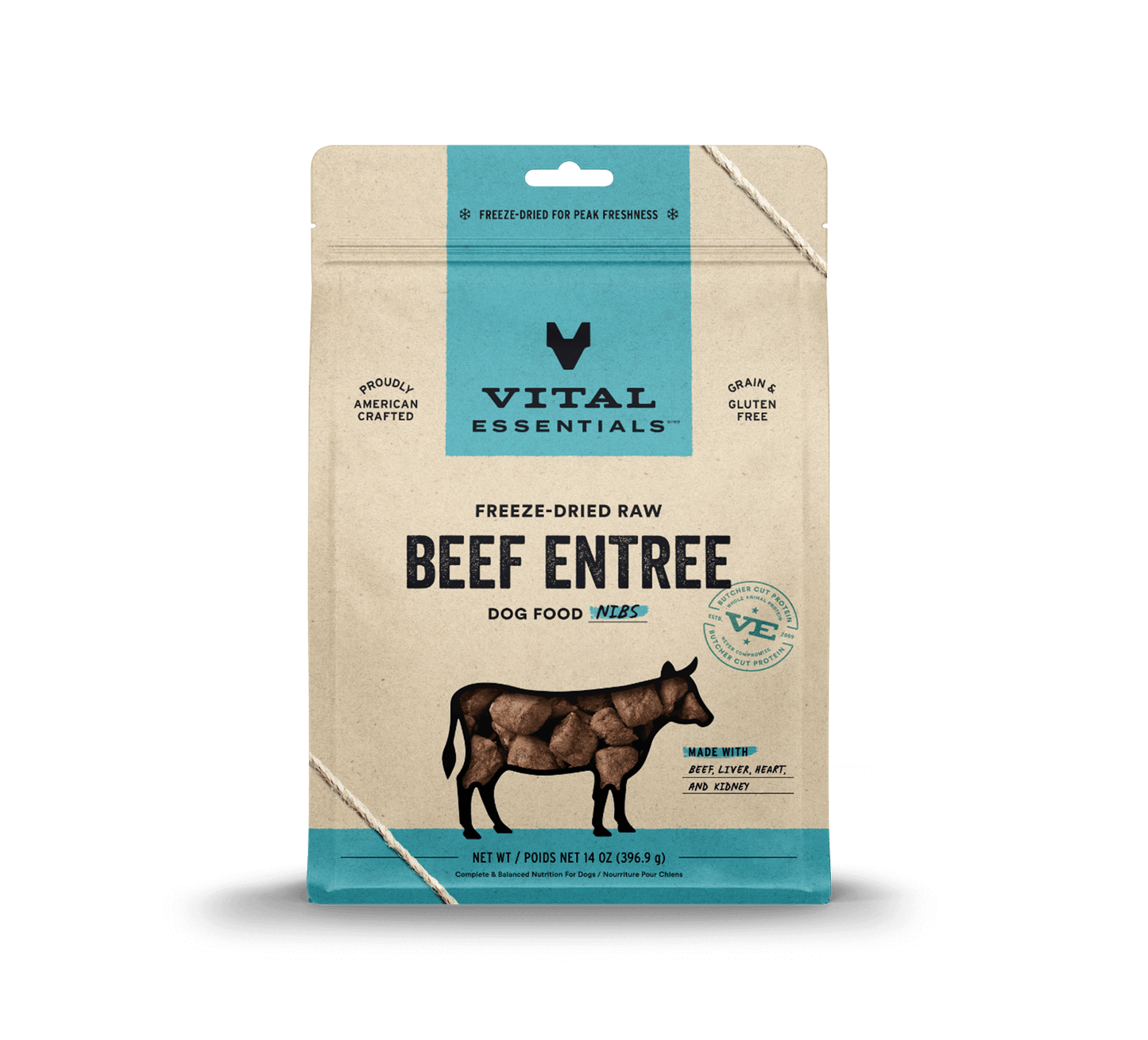 Vital Essentials Raw Beef FD Dog Food Nibs 14 oz