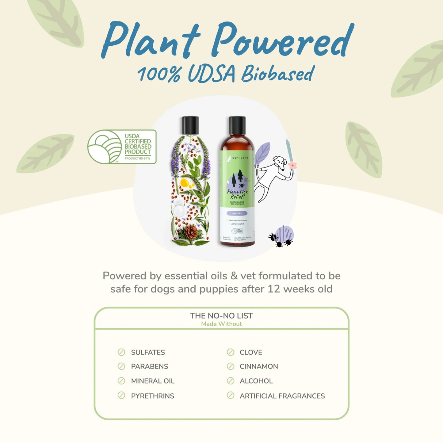 Kin + Kind Flea+Tick Lavender Shampoo 12oz