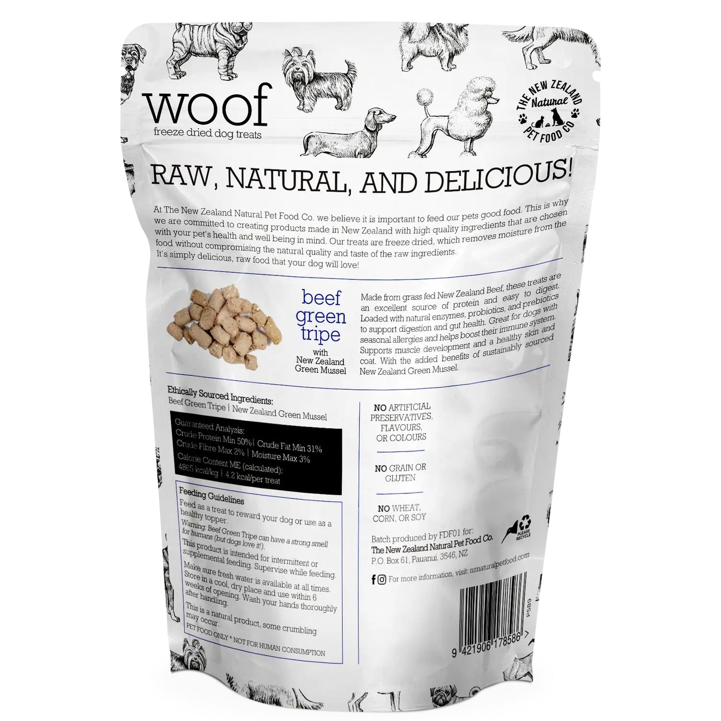 Woof Beef Green Tripe Treats 1.4oz