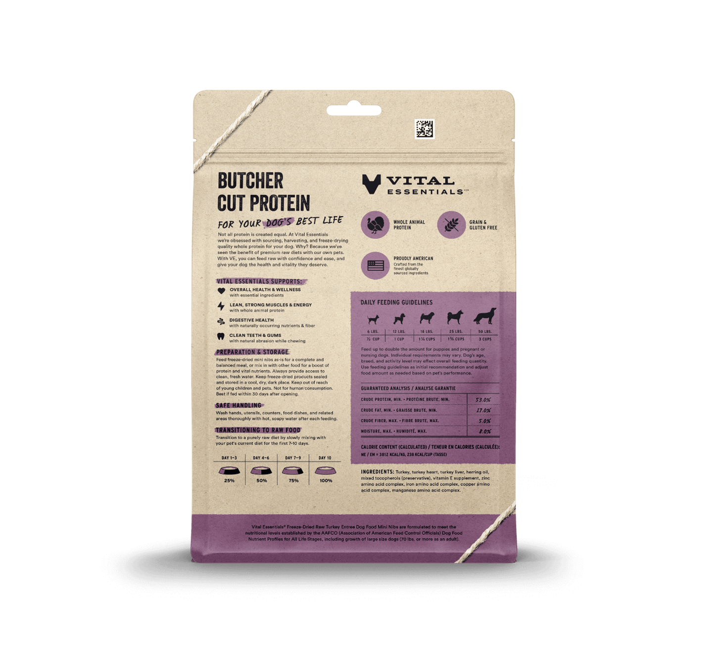 Vital Essentials Raw Turkey FD Dog Food Mini Nibs 14 oz