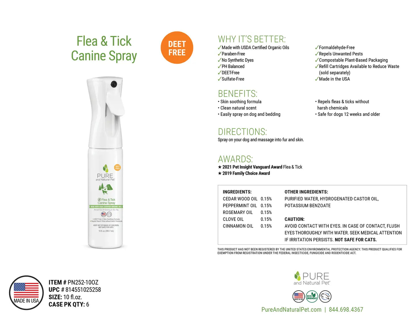 Pure and Natural Pet Flea & Tick Canine Spray