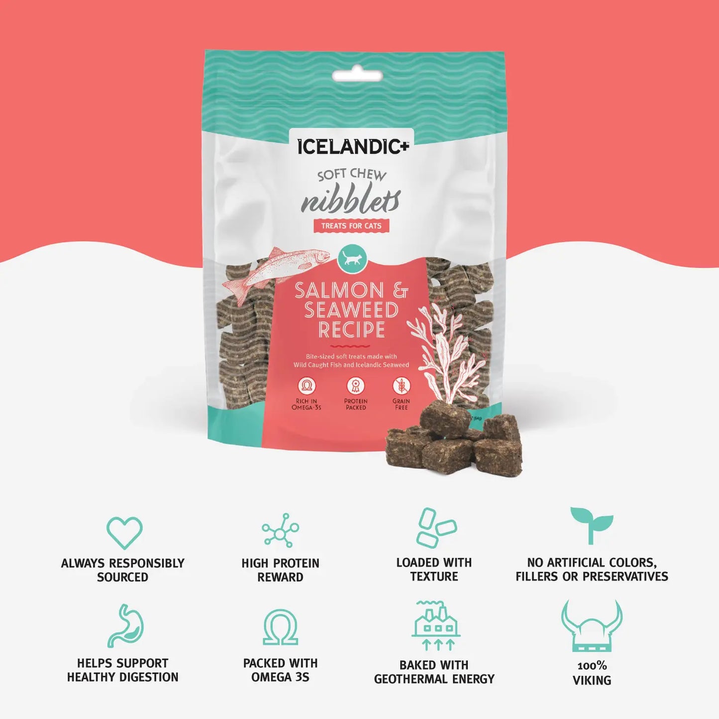 Icelandic+ Soft Chew Nibblets Salmon & Seaweed Cat Treats