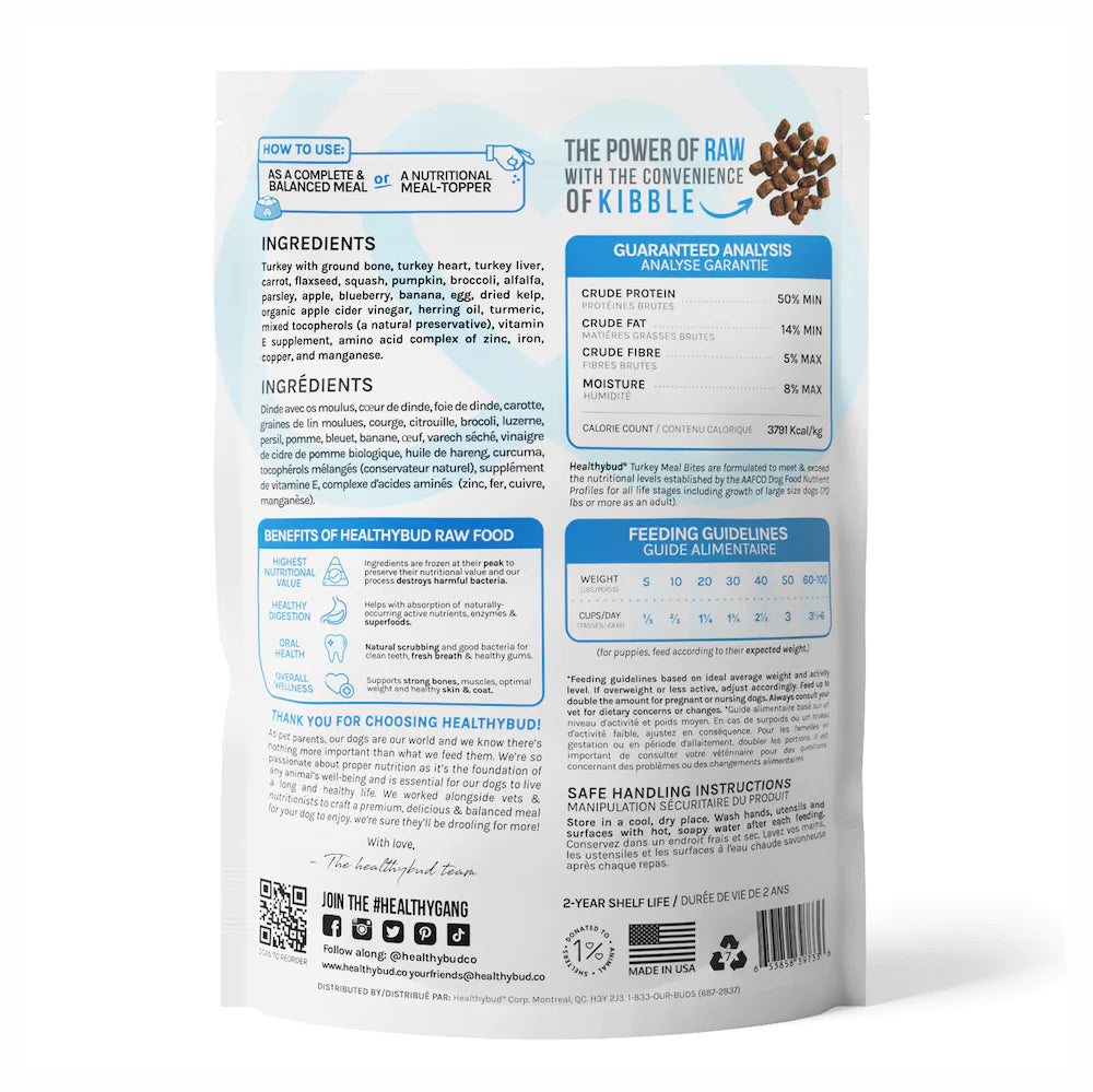 Healthybud Freeze-Dried Turkey Meal Bites Dog Food 14oz