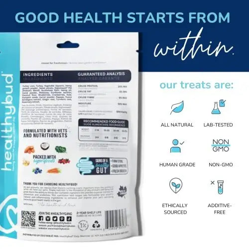 Healthybud Turkey Liver Dog Treat, Gut and Digestion Support 4.6oz
