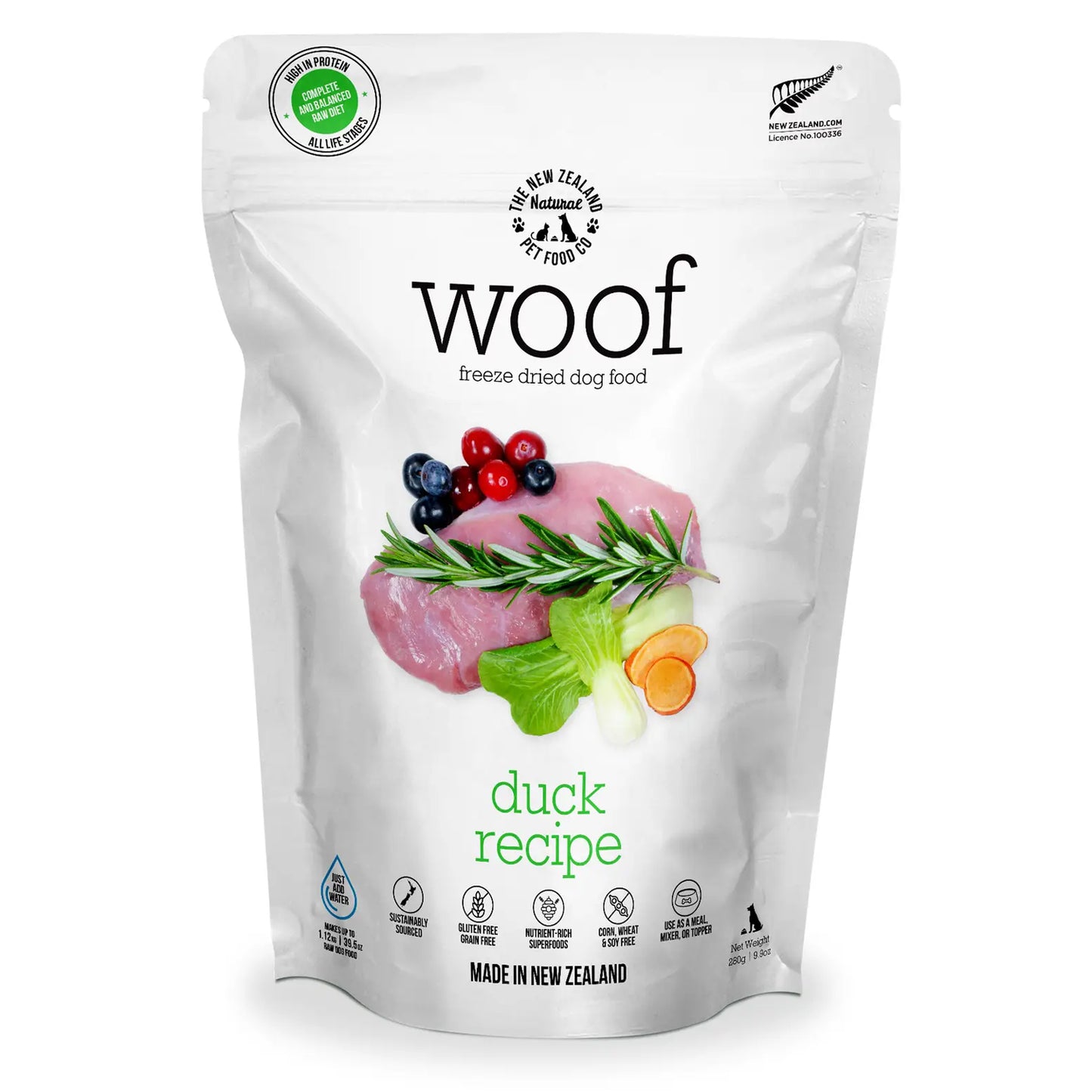 Woof Duck Freeze Dried Dog Food 9.9oz