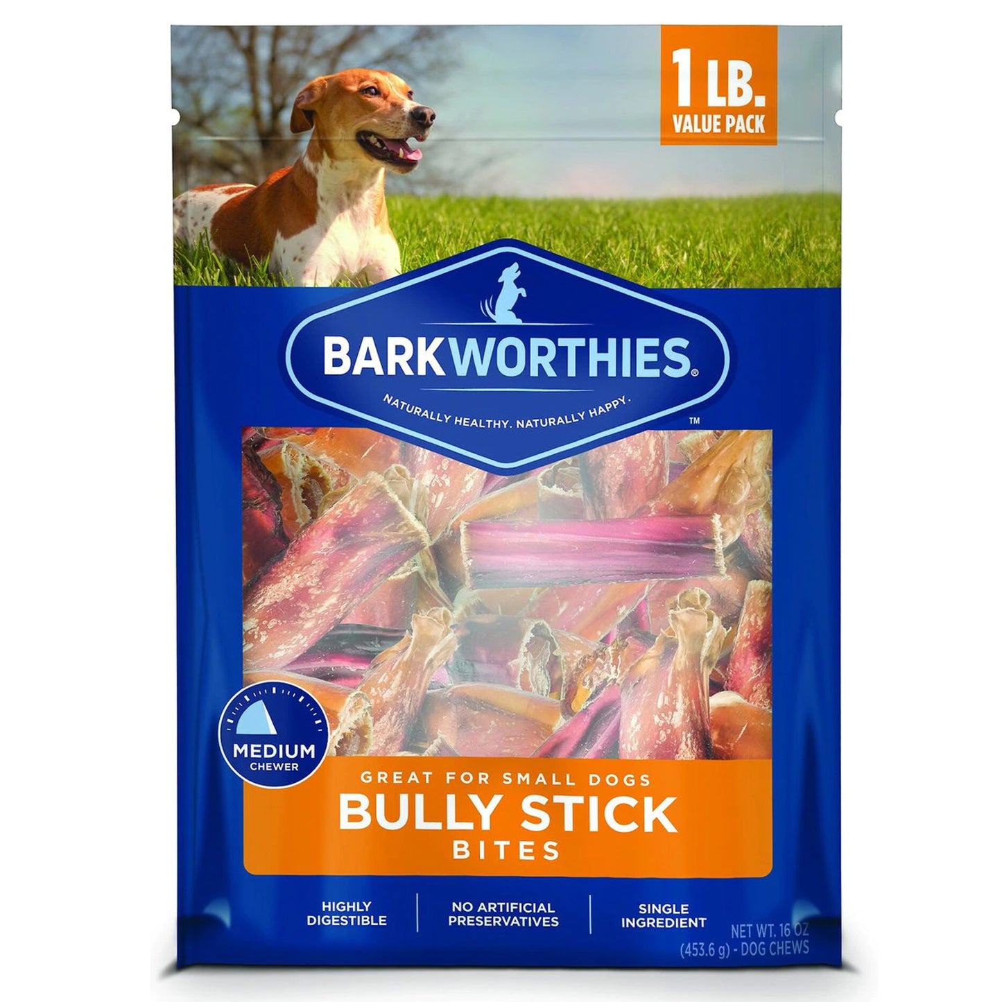 Barkworthies Bully Stick Bites for Small Dogs 1lb Bag