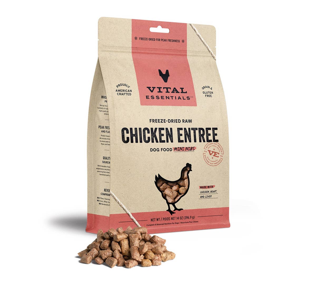 Vital Essentials Chicken FD Dog Food Mini Nibs 14 oz