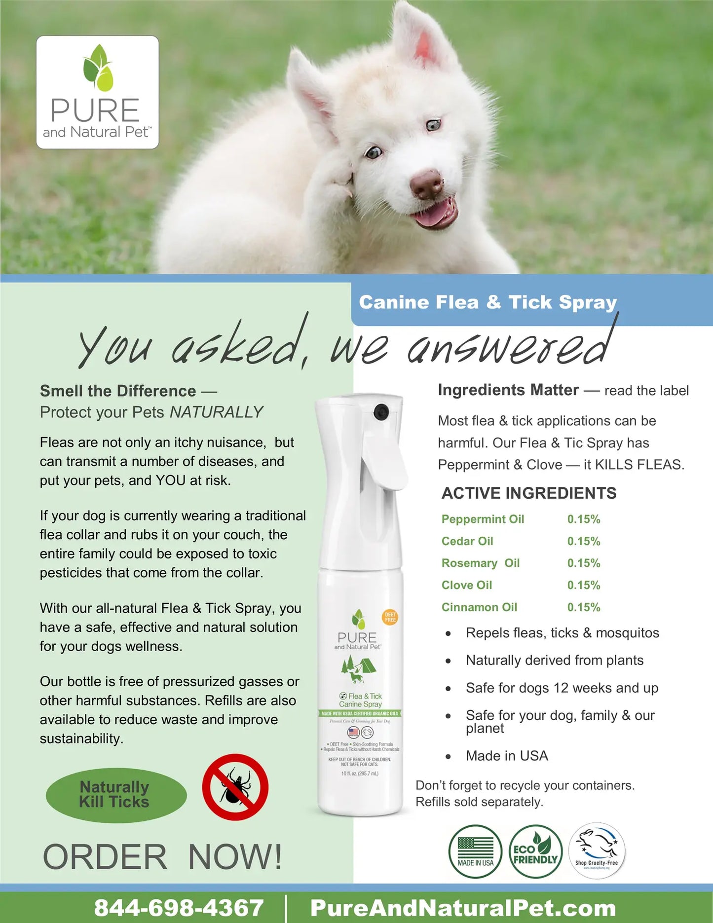 Pure and Natural Pet Flea & Tick Canine Spray